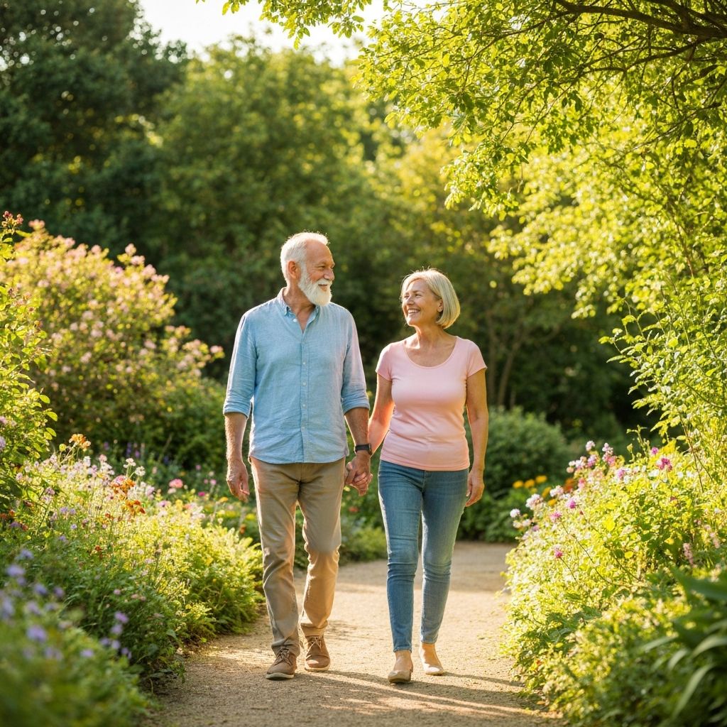 Couple walking together outdoors